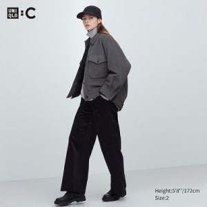 Uniqlo Corduroy Wide Bukser Dame Sort | 1873523