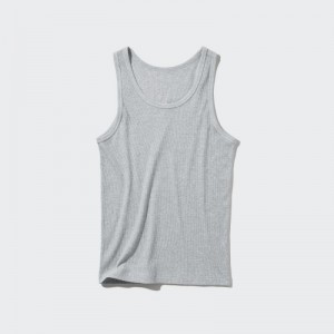 Uniqlo Dry Color Ribbed Tank Top Dame Grå | 869481