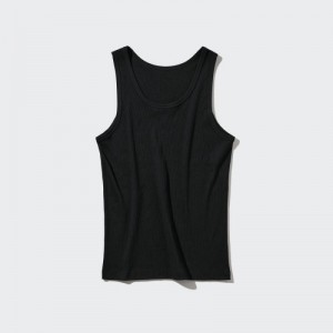 Uniqlo Dry Color Ribbed Tank Top Dame Sort | 9103672