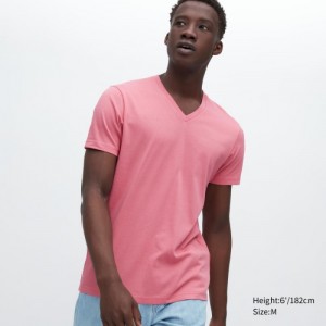 Uniqlo Dry Color V-Neck Short-Sleeve T Shirts Dame Lyserød | 7202846