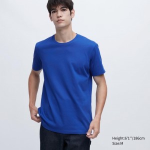 Uniqlo Dry Crew Neck Short-sleeve Color T Shirts Herre Blå | 3376744