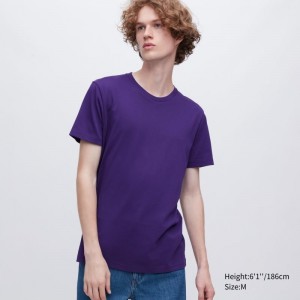 Uniqlo Dry Crew Neck Short-sleeve Color T Shirts Herre Lilla | 9857773