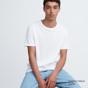 Uniqlo Dry Crew Neck Short-sleeve Color T Shirts Herre Hvide | 1960077