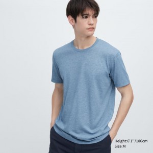 Uniqlo Dry Crew Neck Short-sleeve Color T Shirts Herre Blå | 5042206