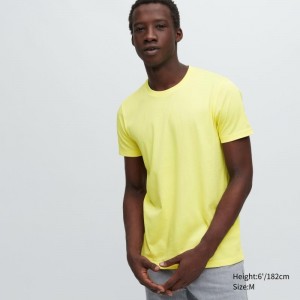 Uniqlo Dry Crew Neck Short-sleeve Color T Shirts Herre Gul | 311103
