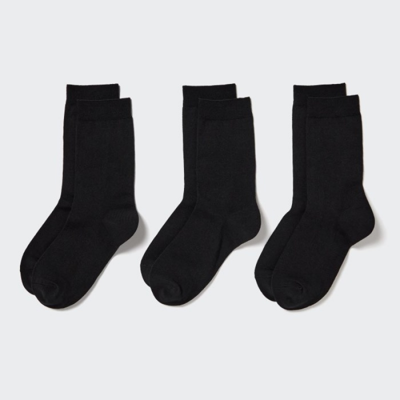 Uniqlo 3 Pack Sokker Dame Sort | 4107755
