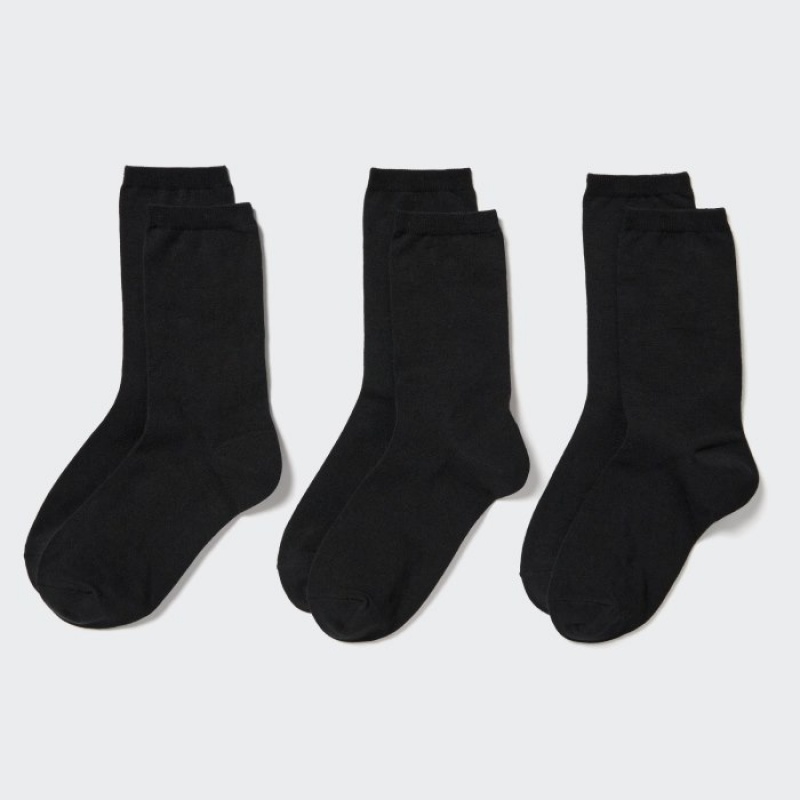 Uniqlo 3 Pack Sokker Dame Sort | 5568440