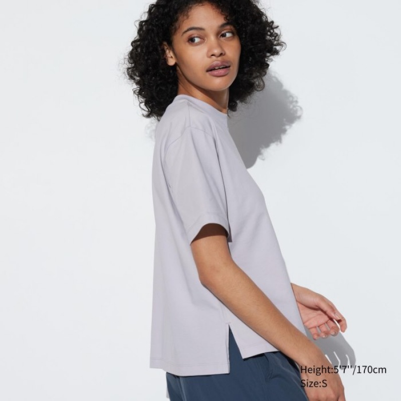 Uniqlo AIRism Cotton Short Sleeve T Shirts Dame Lyserød | 7323773
