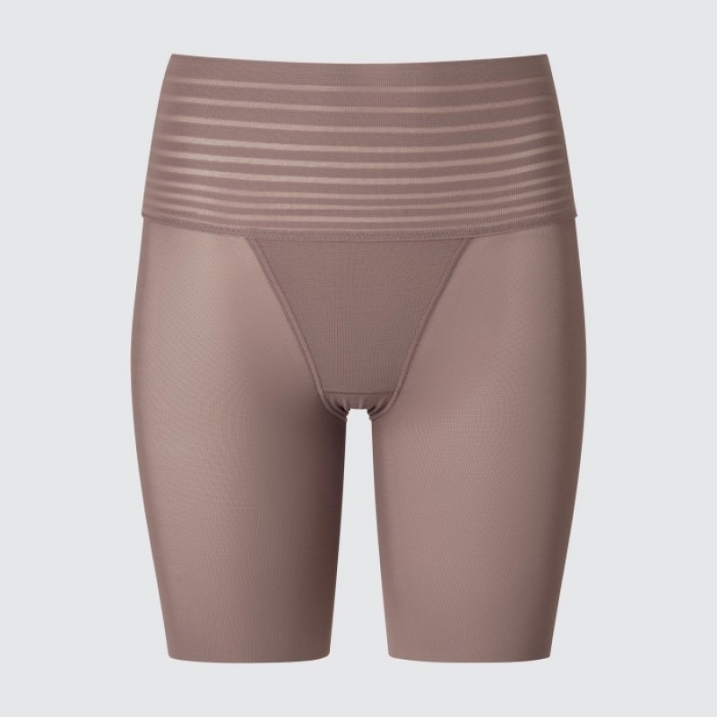 Uniqlo AIRism Smooth Body Shaper Unlined Half Shorts Dame Brune | 162786