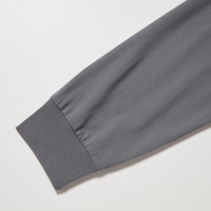 Uniqlo Airism Cotton Uv Protection Crew Neck Long-sleeve T Shirts Dame Grå | 6556359