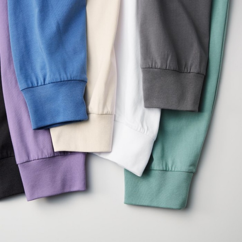 Uniqlo Airism Cotton Uv Protection Crew Neck Long-sleeve T Shirts Dame Grå | 6556359