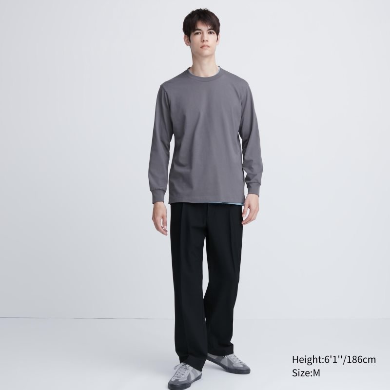 Uniqlo Airism Cotton Uv Protection Crew Neck T Shirts Herre Grå | 3119523