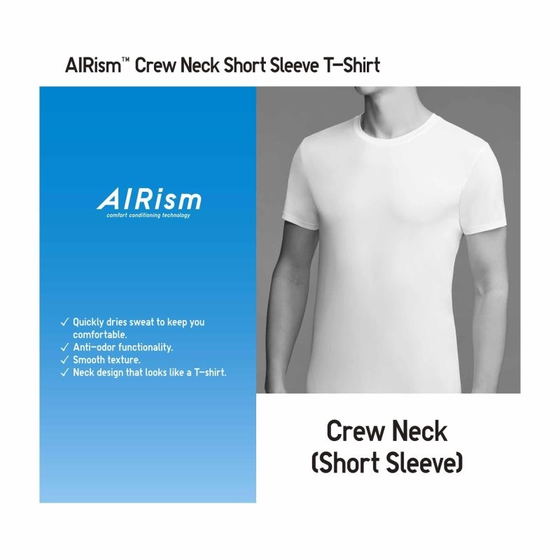 Uniqlo Airism Crew Neck Short-sleeve T Shirts Herre Grå | 9755536