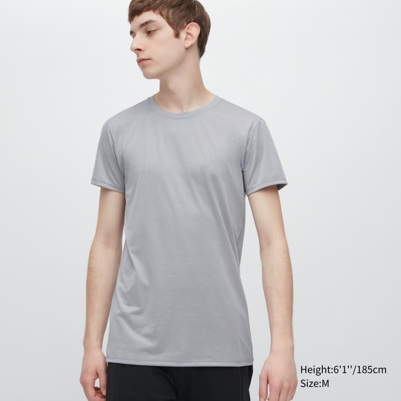 Uniqlo Airism Crew Neck Short-sleeve T Shirts Herre Grå | 9755536