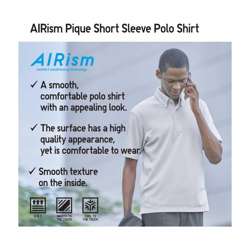 Uniqlo Airism Pique Short-sleeve Poloshirt Herre Mørkeblå | 9863355