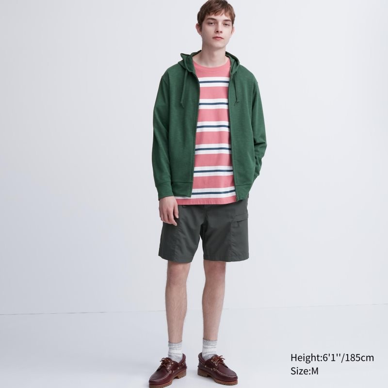 Uniqlo Airism Uv Protection Full-zip Hættetrøje Herre Grøn | 4837461