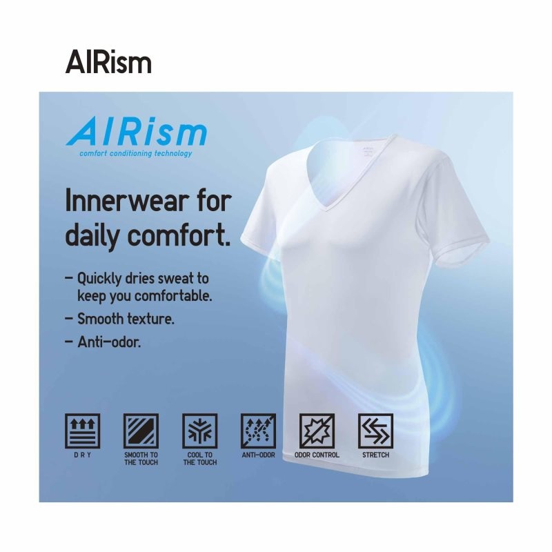 Uniqlo Airism V-neck Short-sleeve T Shirts Herre Sort | 5529612