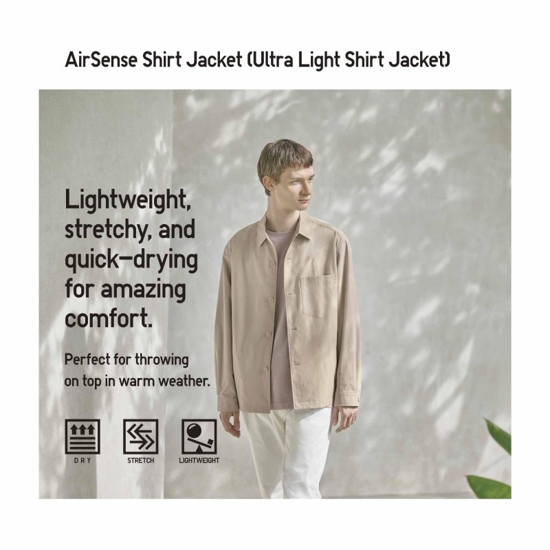 Uniqlo Airsense Shirt Ultra Light Shirt Jakker Herre Sort | 4694414
