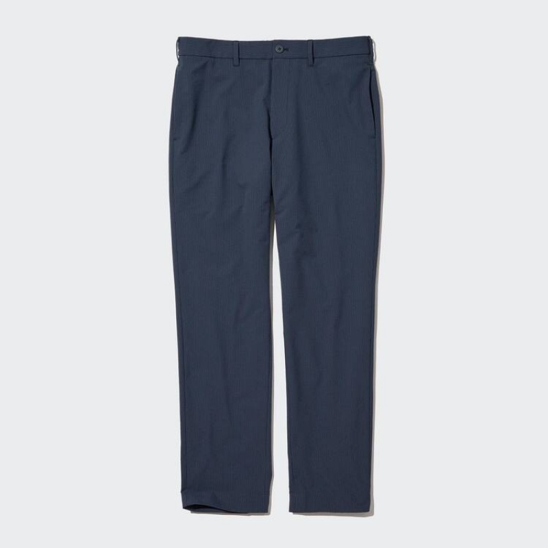 Uniqlo Airsense Ultra Light Seersucker Relaxed Fit Bukser Herre Mørkeblå | 7645527