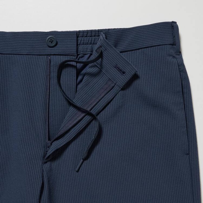 Uniqlo Airsense Ultra Light Seersucker Relaxed Fit Bukser Herre Mørkeblå | 7645527