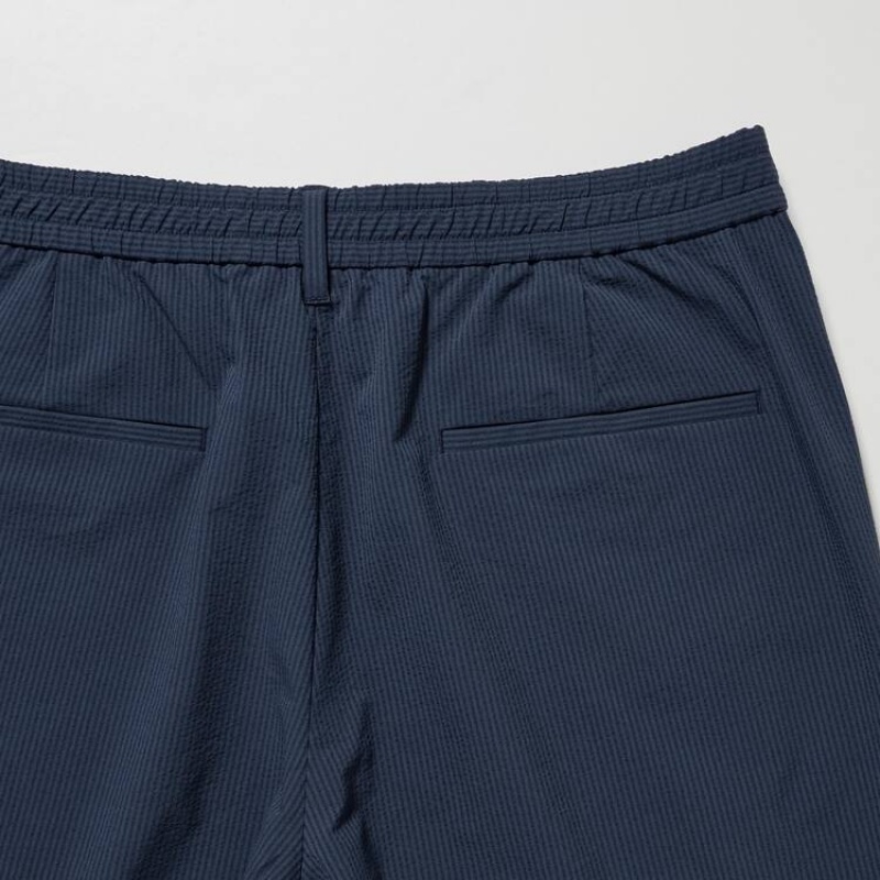Uniqlo Airsense Ultra Light Seersucker Relaxed Fit Bukser Herre Mørkeblå | 7645527