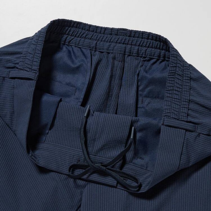 Uniqlo Airsense Ultra Light Seersucker Relaxed Fit Bukser Herre Mørkeblå | 7645527