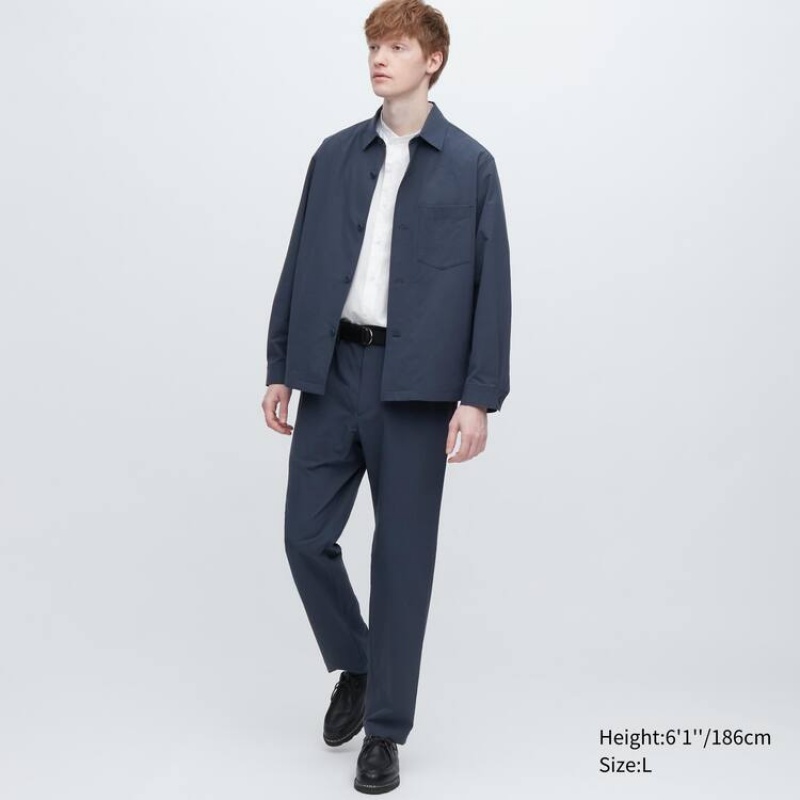Uniqlo Airsense Ultra Light Seersucker Relaxed Fit Bukser Herre Mørkeblå | 7645527