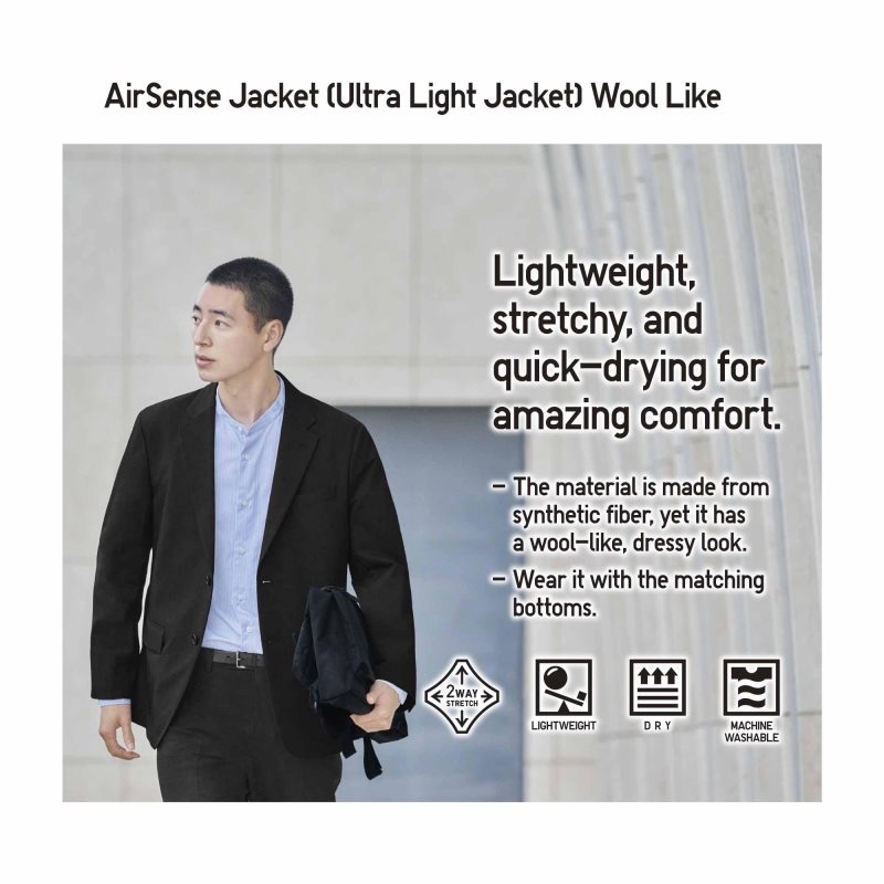 Uniqlo Airsense Wool Like Ultra Light Jakker Herre Mørkeblå | 2747931