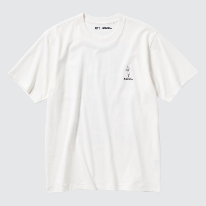 Uniqlo Attack on Titan UT Short Sleeve T Shirts Dame Hvide | 429439