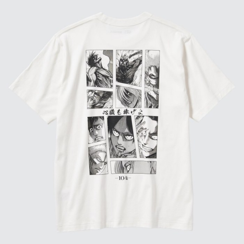 Uniqlo Attack on Titan UT Short Sleeve T Shirts Dame Hvide | 429439