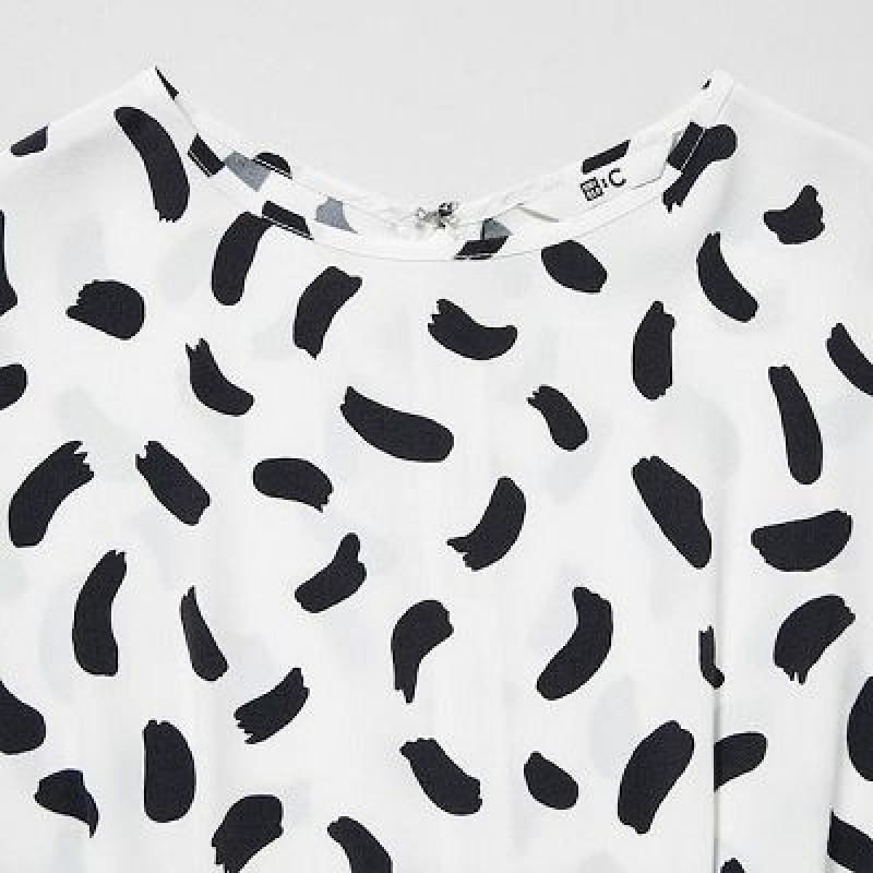Uniqlo Balloon Sleeve Short-Sleeve Kjole Dame Hvide | 9005724