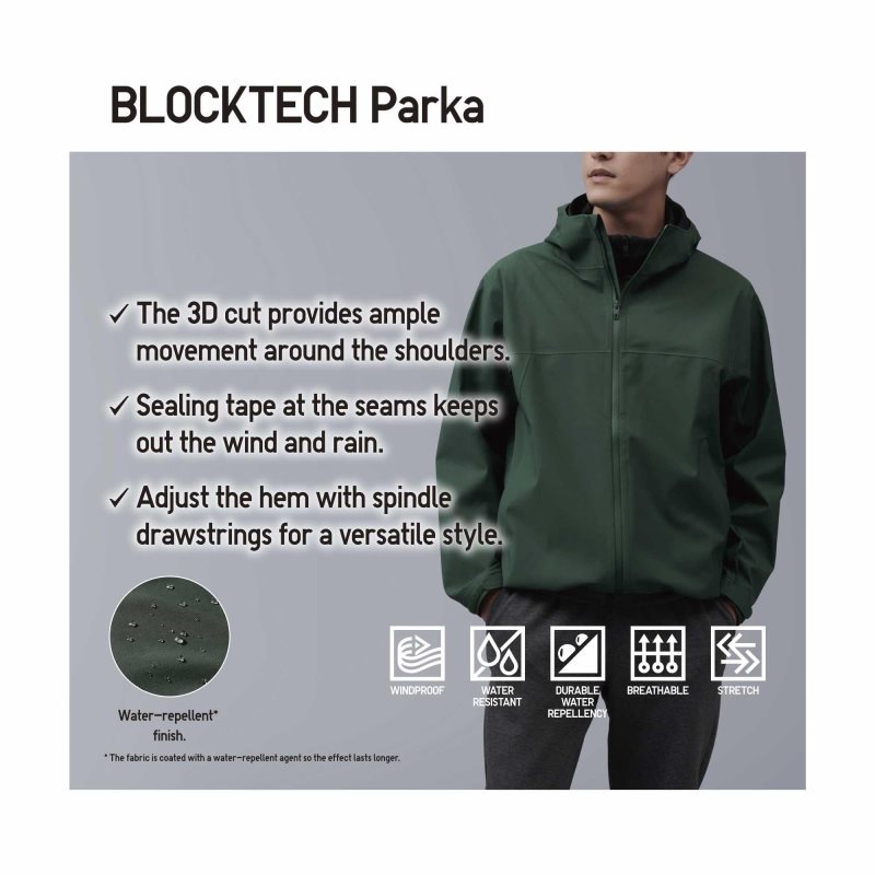 Uniqlo Blocktech 3d Cut Parka Herre Mørkeblå | 5477578