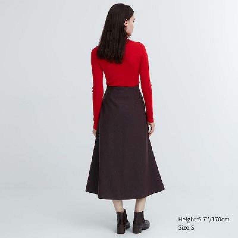 Uniqlo Brushed Jersey Flared Nederdel Dame Brune | 5774020