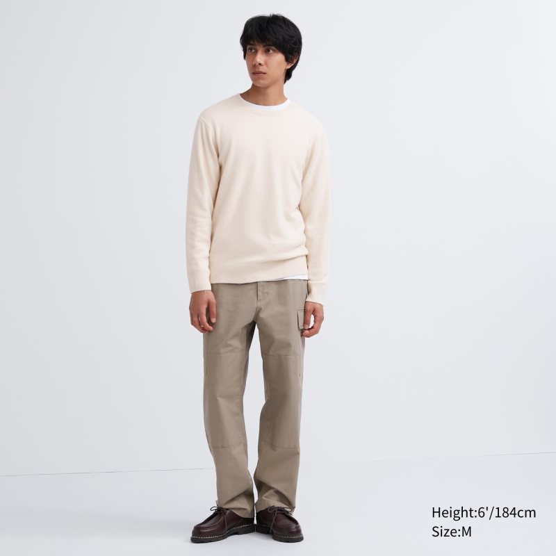 Uniqlo Cashmere Crew Neck Long-sleeve Trøjer Herre Hvide | 1664976