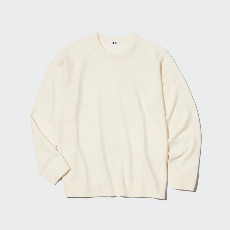 Uniqlo Cashmere Crew Neck Long-sleeve Trøjer Herre Hvide | 1664976