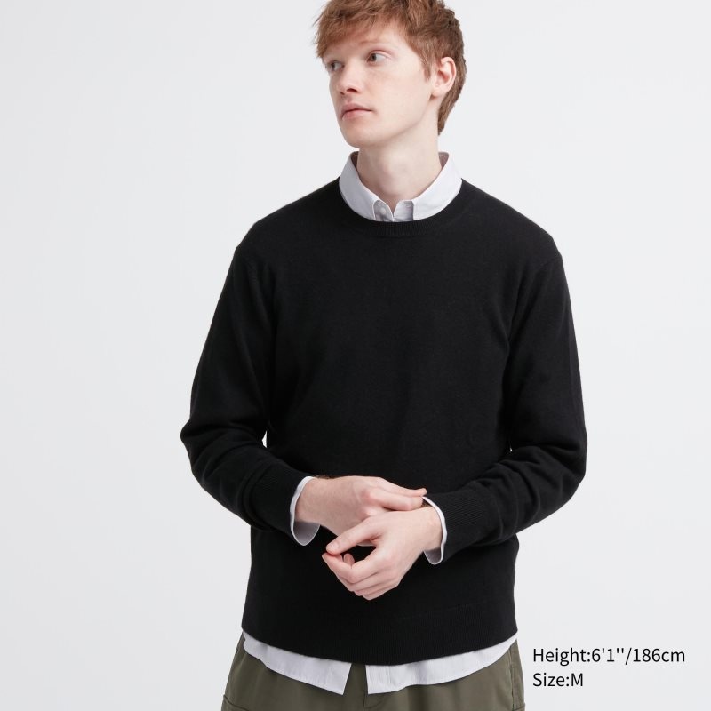 Uniqlo Cashmere Crew Neck Long-sleeve Trøjer Herre Sort | 2477852