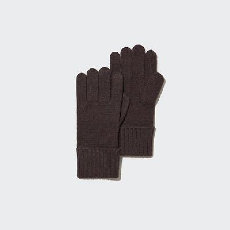 Uniqlo Cashmere Knitted Handsker Dame Brune | 9859587