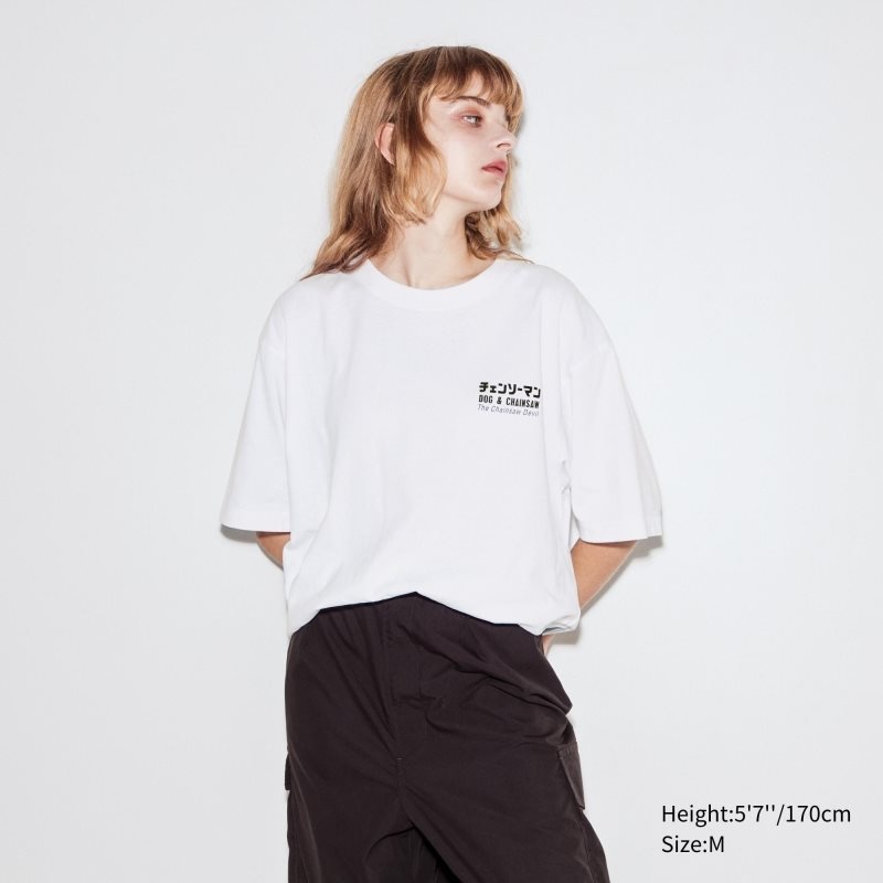 Uniqlo Chainsaw Man × Kosuke Kawamura Short Sleeve Ut Oversized T Shirts Herre Hvide | 8952810
