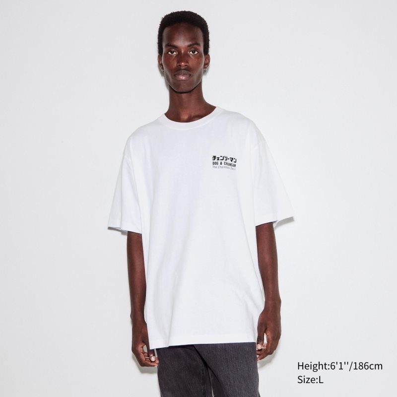 Uniqlo Chainsaw Man × Kosuke Kawamura Short Sleeve Ut Oversized T Shirts Herre Hvide | 8952810
