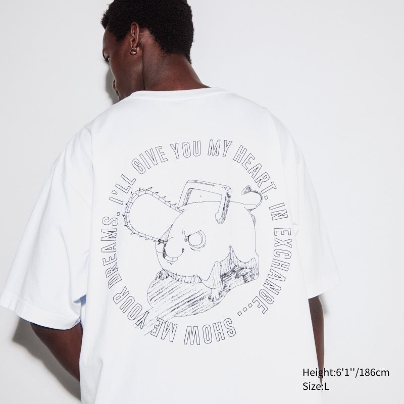 Uniqlo Chainsaw Man × Kosuke Kawamura Short Sleeve Ut Oversized T Shirts Herre Hvide | 8952810