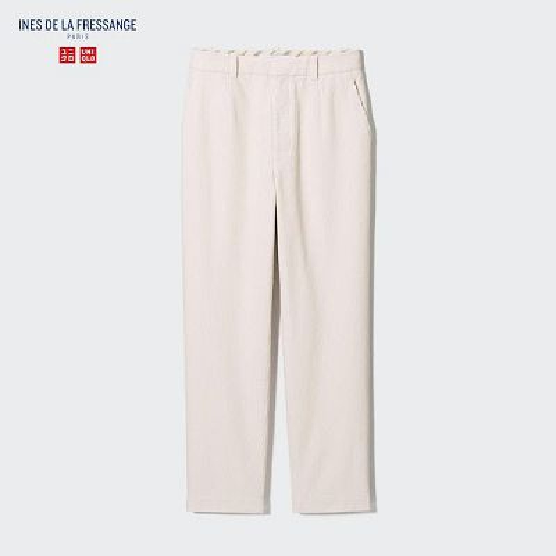 Uniqlo Corduroy Tapered Ankle Bukser Dame Hvide | 5752271