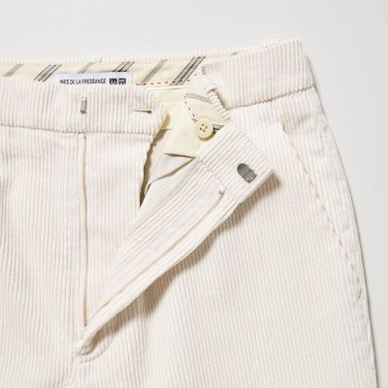 Uniqlo Corduroy Tapered Ankle Bukser Dame Hvide | 5752271