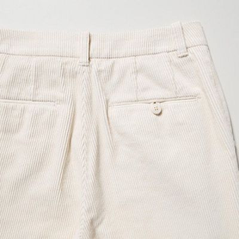 Uniqlo Corduroy Tapered Ankle Bukser Dame Hvide | 5752271