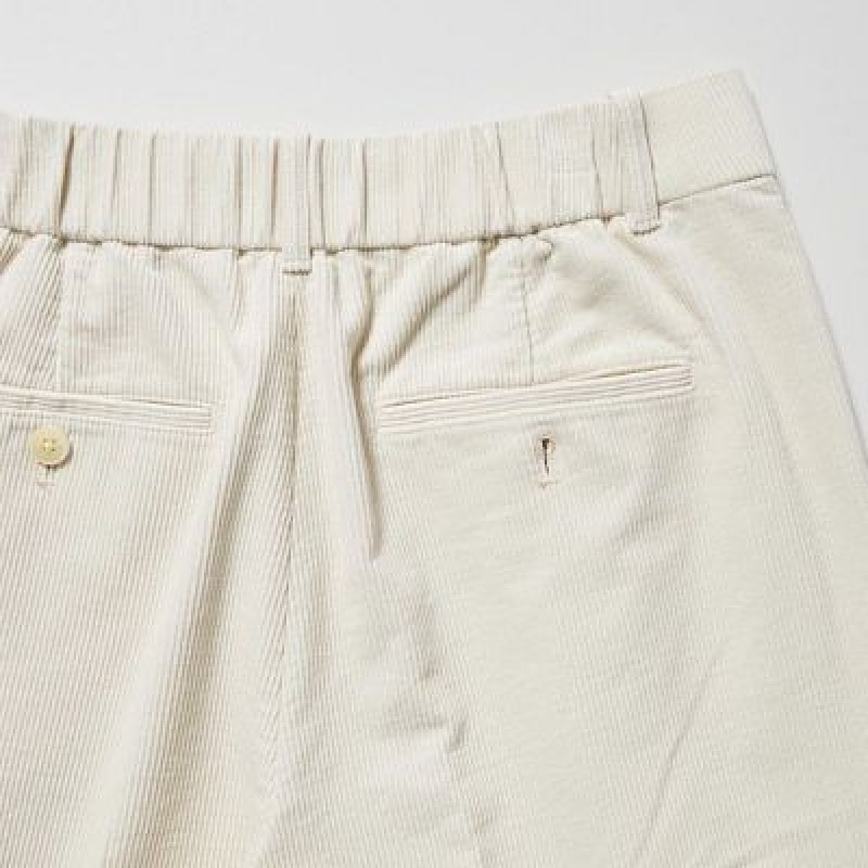 Uniqlo Corduroy Wide-Fit Pleated Bukser Dame Hvide | 7362058