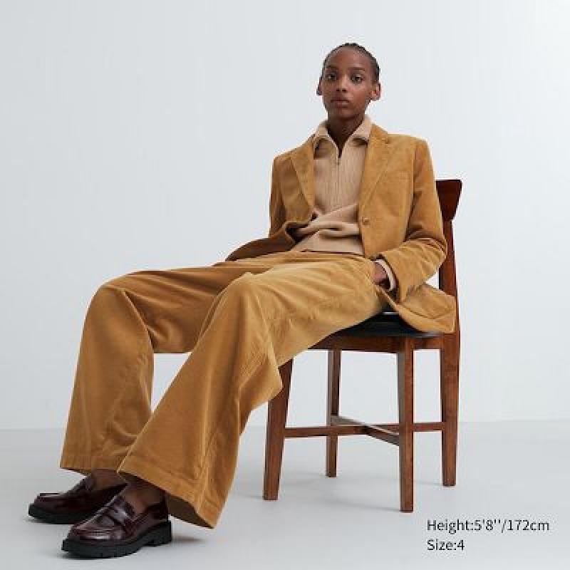 Uniqlo Corduroy Wide Bukser Dame Brune | 2051416