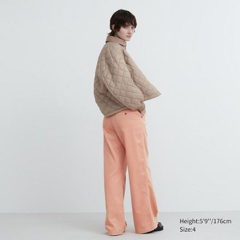Uniqlo Corduroy Wide Bukser Dame Lyserød | 1491355