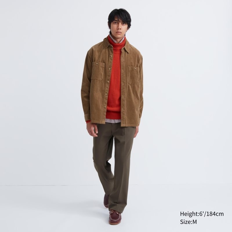 Uniqlo Corduroy Work Long-sleeve Skjorte Herre Brune | 4909368