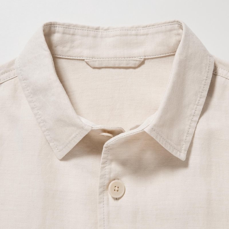 Uniqlo Cotton Linen Over Shirt Jakker Herre Olivengrøn | 3937712