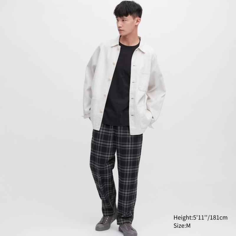 Uniqlo Cotton Printed Relaxed Fit Ankle Length Bukser Herre Sort | 3525682