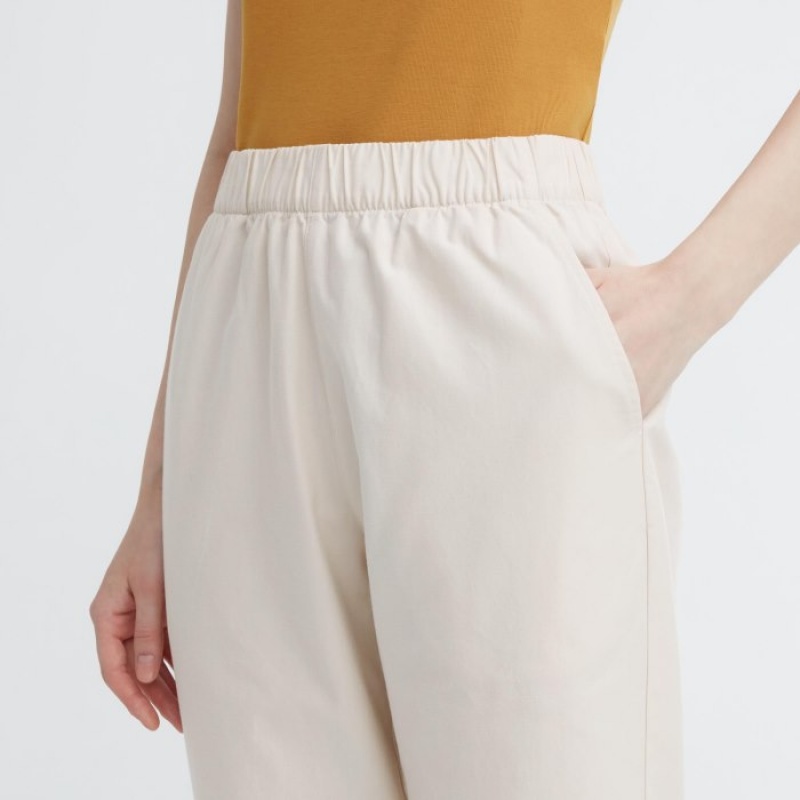Uniqlo Cotton Relaxed Ankle Lounge Bukser Dame Hvide | 804438